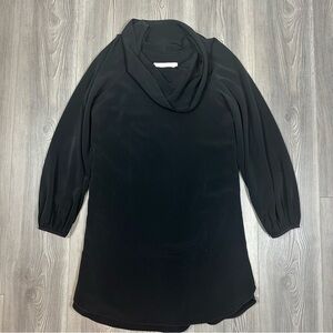 Thread Social Black Cowl Neck Long Sleeve Dress Purple Stitching Cocktail Party